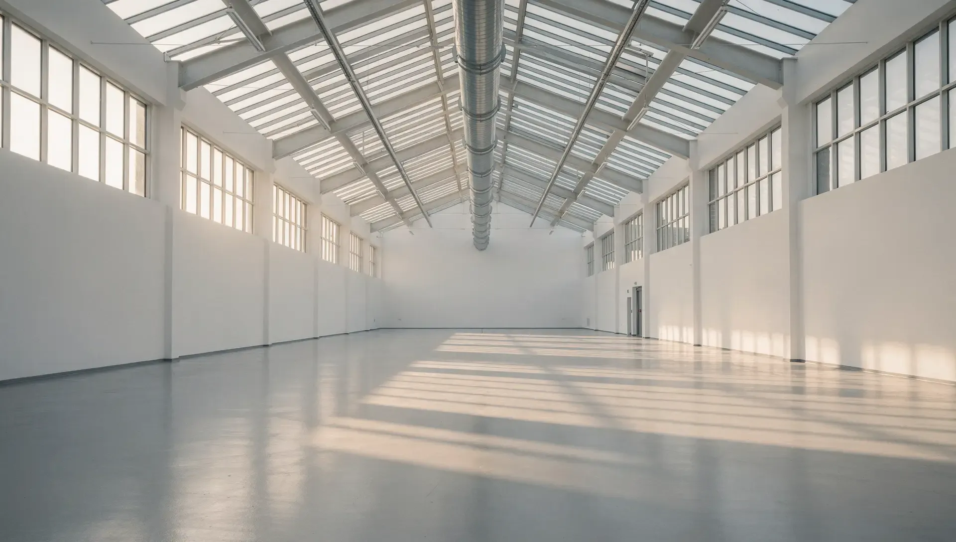 Helle Produktionshalle mit Oberlicht